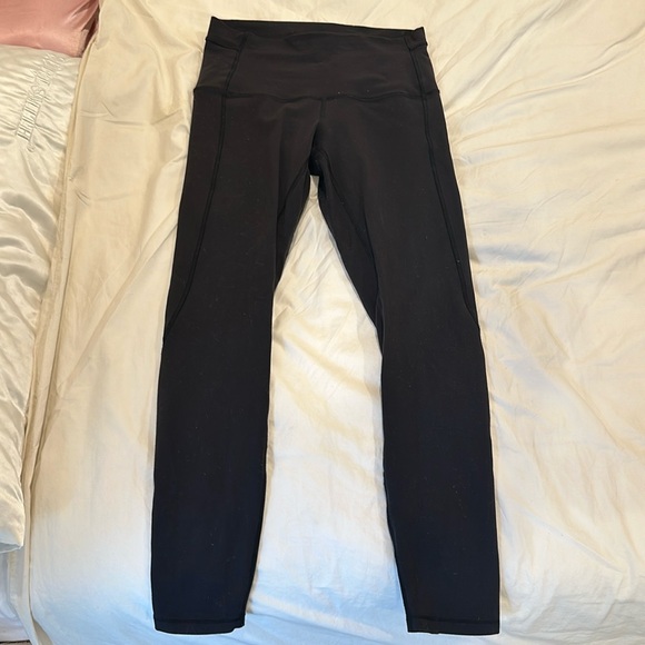 Black Lululemon Athletica High Rise Criss Cross Ankle Leggings - Picture 3 of 8
